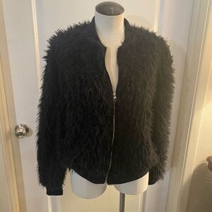 NWT Xhilaration Faux Fur Jacket sz Med Black